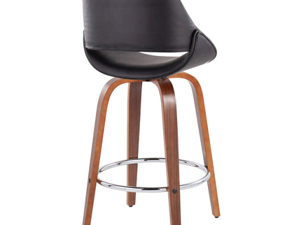 Fabrico - Mid Century Modern, Fixed Height Counter Stool With Round Footrest (Set of 2)