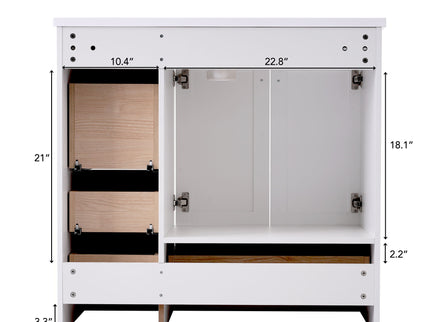 Shaker Free Standing Bathroom Vanity Cabinet With Sink, Soft Close Drawers, Soft Close Doors