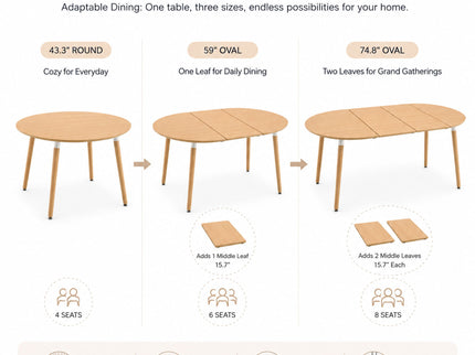 3 In 1 Extendable Dining Table - Wood
