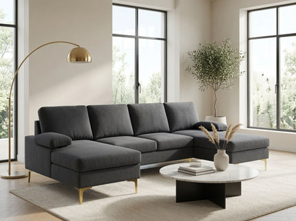 U - Shaped Sectional Sofa With Double Chaise