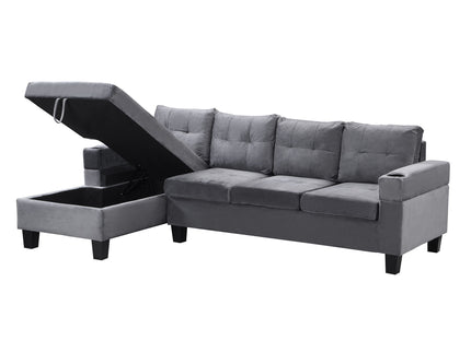 Modern Sectional Sofa Set With L Shape Chaise Lounge And Storage