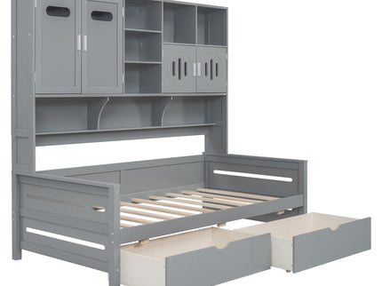 Daybed With All-In-One Cabinet And Shelf