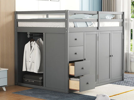 Loft Bed With Built In Wardrobes, Cabinets And Drawers