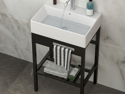 Console Sink With 304 Legs, 24" X 16.75", Wall Mounted Design - White / Black