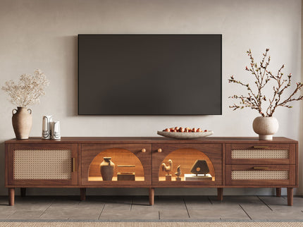TV Stand For TVs Up To 90", Media Console With App Controlled LED Lights, 2 Drawers & Door Storage - Dark Brown