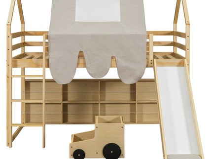 Loft Bed With House Shaped Frame And Tent