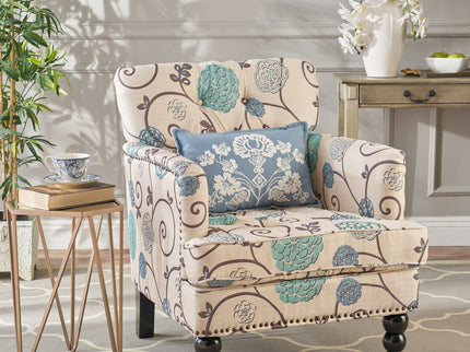 Vitality - Club Chair With Button Tufted Diamond Stitching And Turned Legs