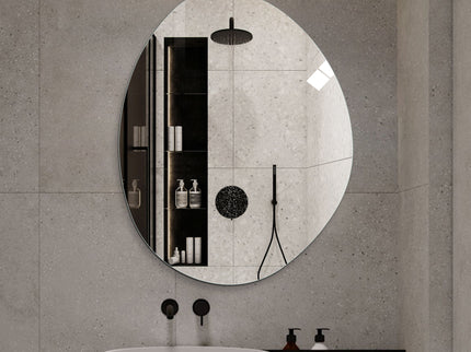 Asymmetrical Bathroom Wall Mirror - Silver