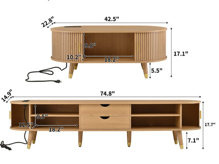 TV Stand & Coffee Table Set With Charging Station