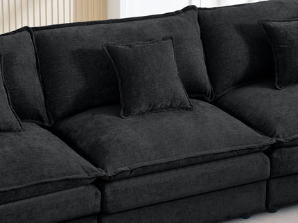 L Shaped Modular Sectional Sofa With Movable Ottoman, 3 Seater Comfortable Seating