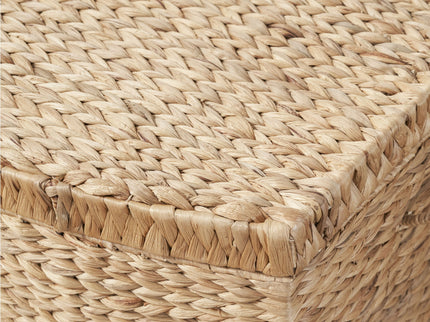 Rectangular Curve Water Hyacinth Woven Wicker Trunk With Handles For Clothes Toys Magazines And Book Storage - Natural / Light Brown