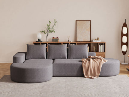 Modern Curved Sofa, L-Shaped Modular Sectional Set With 3 Pillows