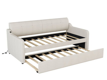 Upholstered Daybed With Trundle And USB Charging