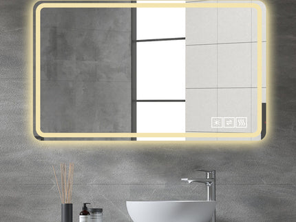 LED Bathroom Mirror Vanity Mirrors With Front Lights Wall Mounted Anti-Fog Frameless Make Up Mirror With Light Copper Free Silver Mirror Horizontal Or Vertical - Silver