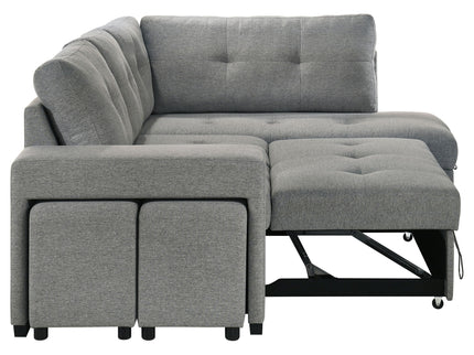 Atkinson - Sleeper Sectional Sofa With Lift Top Chaise - Gray