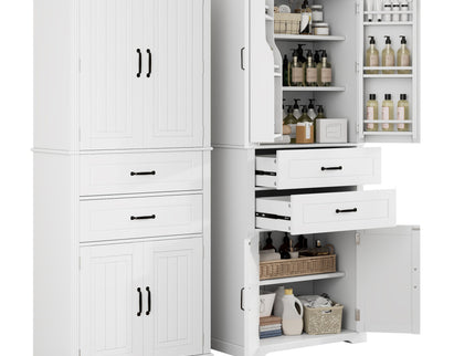 Multi Functional Storage Cabinet With Adjustable Shelves, 2 Drawers, Door Shelves