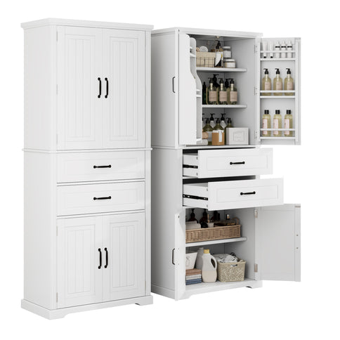 Multi Functional Storage Cabinet With Adjustable Shelves, 2 Drawers, Door Shelves