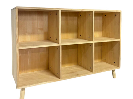 6 Cube Storage Shelf, Freestanding Open Bookcase With Legs Cubby Organizer For Living Room - Natural Wood