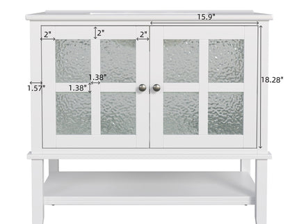 Bathroom Vanity With Ceramic Sink, Adjustable & Open Shelf