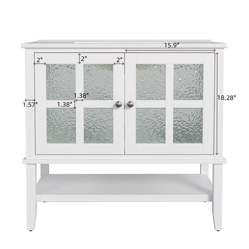 Bathroom Vanity With Ceramic Sink, Adjustable & Open Shelf