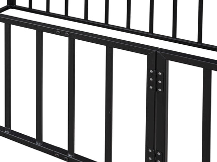 Metal Floor Bed Frame With Fence And Door