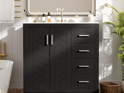 Bathroom Vanity With Sink Combo, Storage Cabinet, Freestanding Set With 3 Drawers & Soft Closing Doors