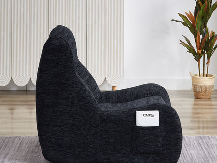 Bean Bag Chair With Armrests Oversized Comfy Beanbag Lounge Lazy Floor Sofa Accent Chair For Living Room - Black