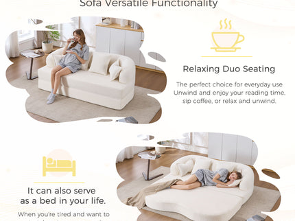 Foldable Sofa Bed, Boneless Couch Convertible Sleeper With 4 Pillows
