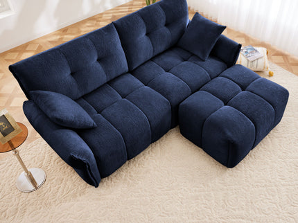Sofa Set With Ottoman And Pillows, Textured, High Resilience Cushions