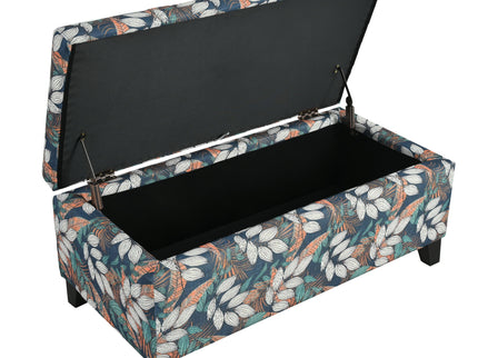 Charming Floral Storage Ottoman With Upholstered Fabric