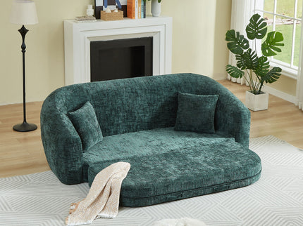 Curved Convertible Sofa, 2 In 1 Fold Out Bed With Pull Out Base And Deep Seat