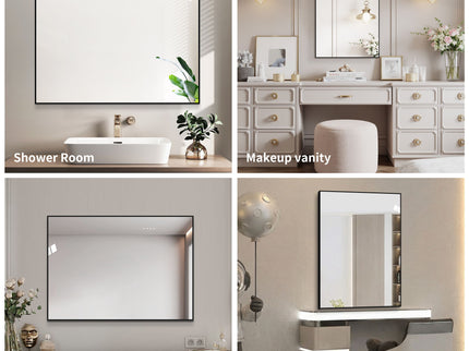 Framed Wall Mirror For Bathroom - Black