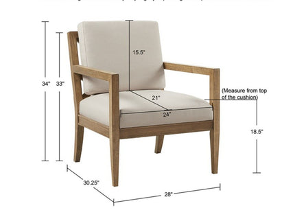 Tage - Upholstered Accent Armchair With Slatted Back Design - Ivory