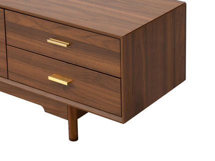 Modern TV Stand With Fluted Glass Doors & 2 Drawers