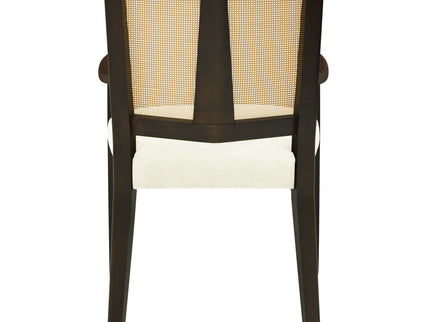 Mid Century Modern Arm Dining Chair Set With Rattan Backrest