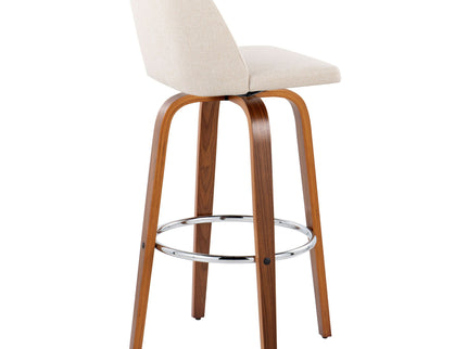 Toriano - Mid Century Modern Fixed Height, Barstool With Swivel With Round Footrest (Set of 2)