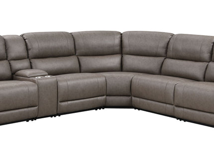 Kantu - Synthetic Leather Motion Sectional Sofa - Brown