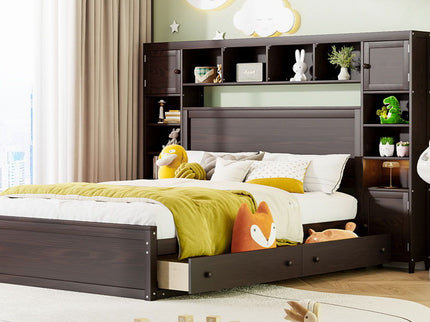 Bed With All In One Cabinet, Shelf And Sockets