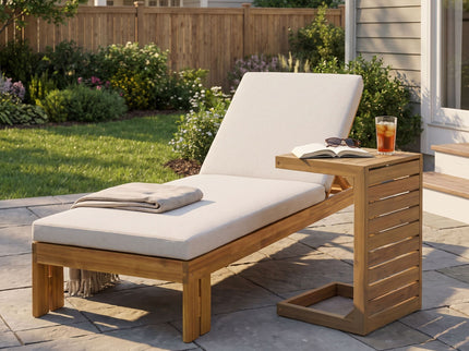 Outdoor Chaise Lounge Set & Side Table, 5 Position Adjustable Patio Recliner