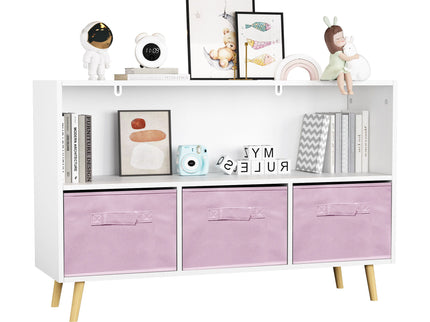Bookcase With Collapsible Drawers, Book Display Organizer