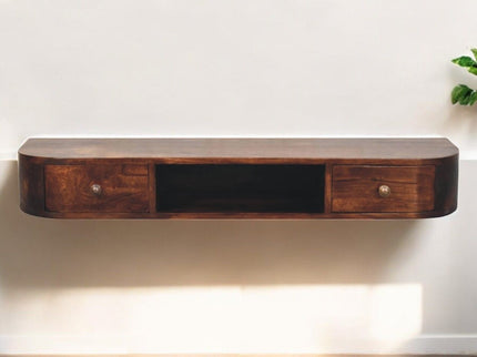 Lunar - Floating Console With 2 Drawer - Chestnut