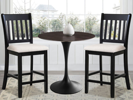 Transitional Rubberwood Dining Room Chairs (Set of 2) With Slatted Back - Black