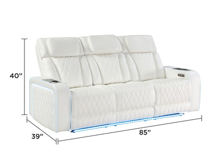 Electra - Power Reclining Sofa With Power Headrests, Drop Down Table, Reading Light, Massage, LED Lighting And USB Control