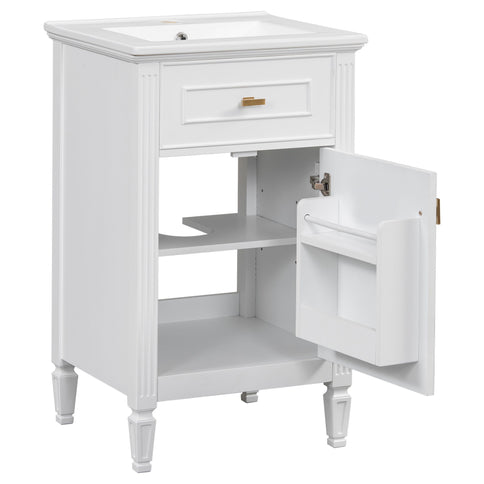 Bathroom Vanity With Sink, Adjustable Shelf, Tilt-Out Drawer