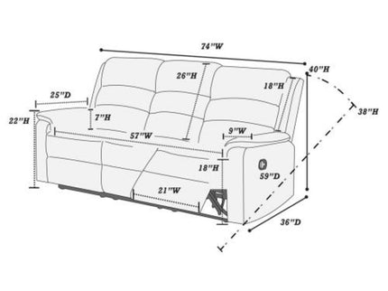 Modern Living Room Set With Manual Recliner