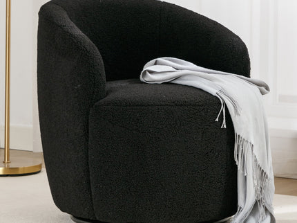 Teddy Fabric Swivel Accent Armchair Barrel Chair With Powder Coating Metal Ring