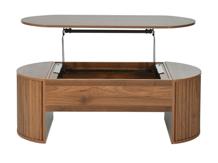 Lift Top Coffee Table With Hidden Compartment, Modern Oval Lift Tabletop For Home Living Room
