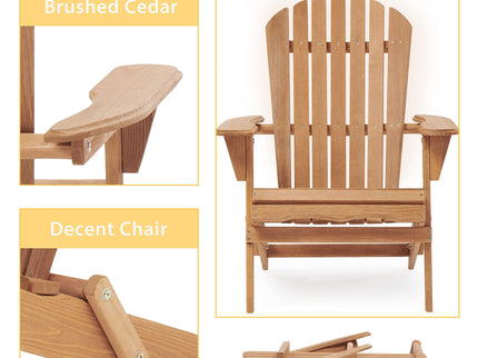 Lounge Patio Chair For Garden Outdoor Wooden Folding Adirondack Chair (Set of 2) Solid Cedar Wood Lounge Patio Chair For Garden