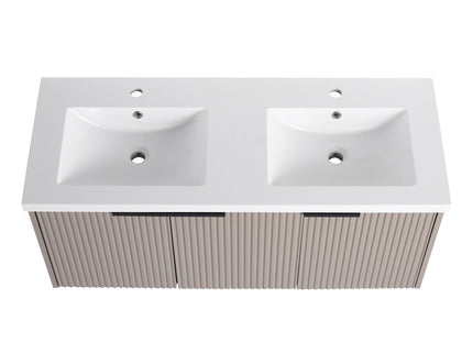 Contemporary Wall Mounted Bathroom Vanity With Resin Double Sink