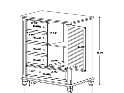 Lockeford - 5 Drawer Door Chest - White